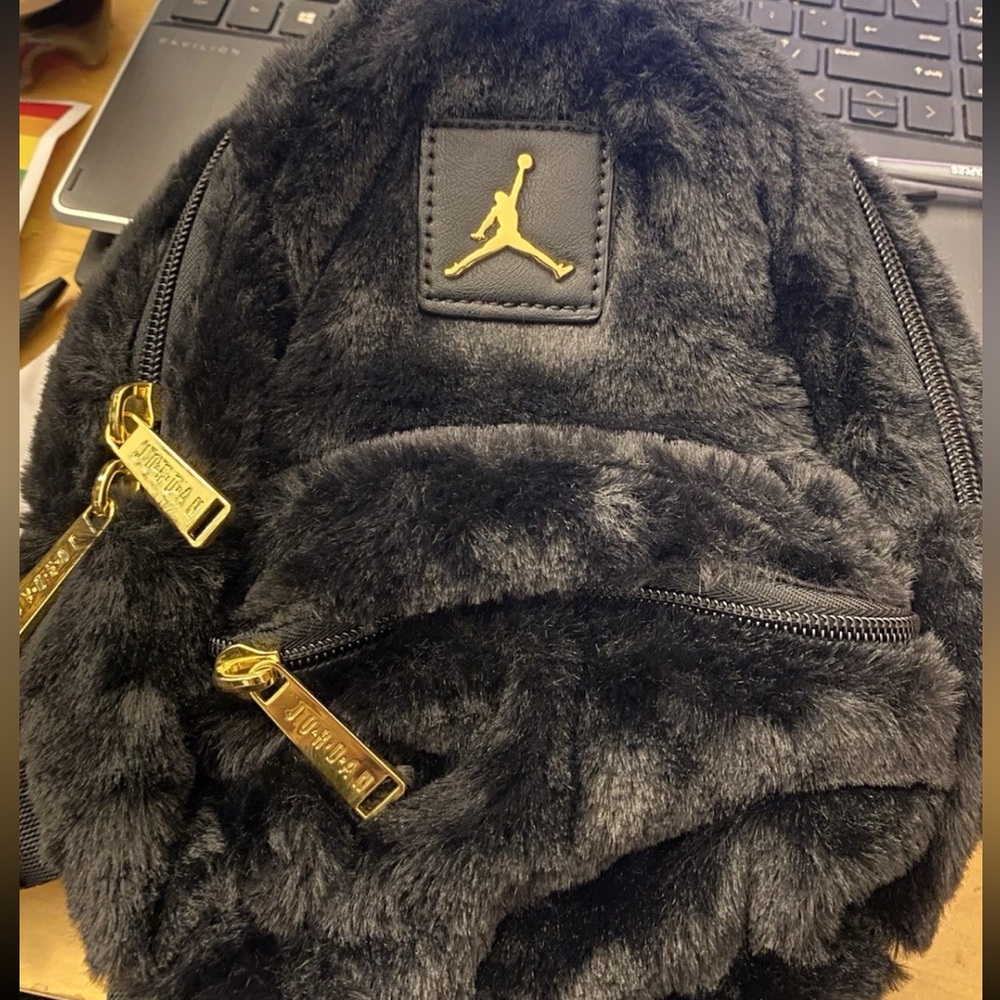 Black Furry Backpack - Picture 6 of 9